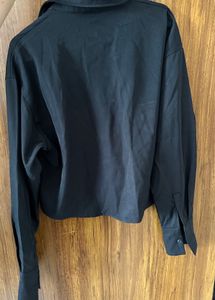 Women's Black Cropped Shirt Jacket