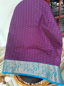 Beautiful Purple Saree with Teal Blouse