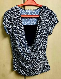 Leaf Print Cowl Neck Top
