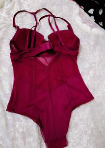 Burgundy paded Lace Bodysuit