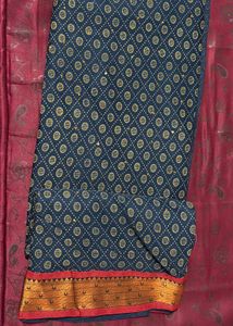 Beautiful Blue Saree with Gold Border
