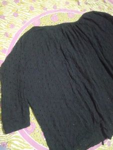 Black Eyelet Lace-Up Top