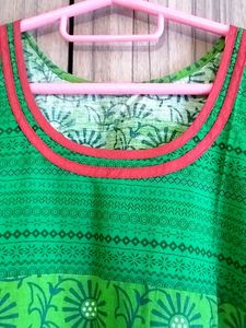 Green long  Printed Kurta