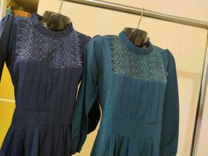 Elegant Pleated Neck Dress+ free delivery+gift