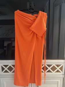 Orange Draped Beach Skirt & Top