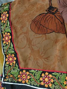 New Saari With Black Blouse