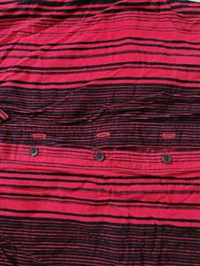 Red and Black Striped Short Sleeve Shirt