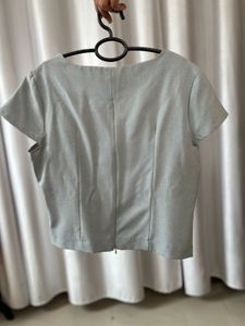 Chic Grey Square Neck Top