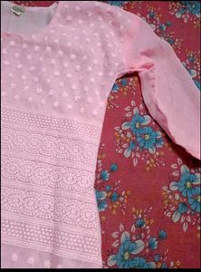 Beautiful Pink Chikankari Kurta