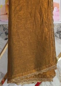 Golden saree blause Set hand stone work