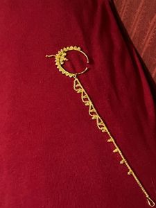 Gold Necklace Set with earrings, nose ring