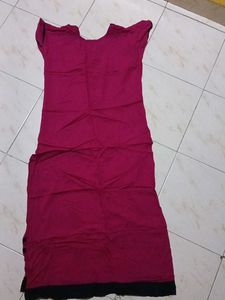Vibrant Pink Kurta with Black Accents