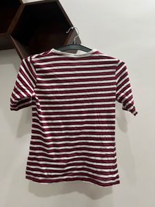 Maroon &amp; White Striped T-Shirt