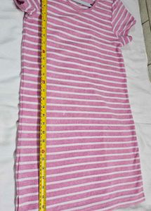 Pink Striped Casual Dress