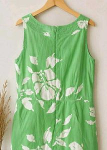 Green Floral Sleeveless Dress