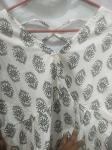 White Printed peplum top