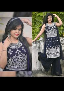 Elegant Navy Kurta Set with Sharara
