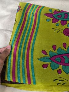 Vibrant Peacock Print Saree