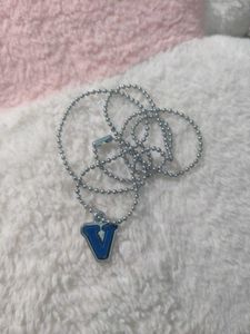 Letter V Pendant  & black minimal necklac