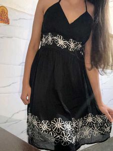 Cute Black Floral Mini Dress
