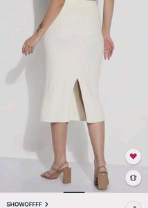 Ribbed Knit Midi Skirt