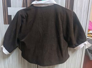 Brown Cropped Collared Top