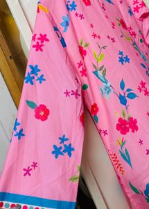 Digital Print Pink Floral Cord Set