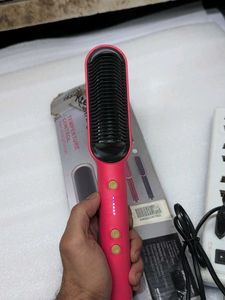 Pink Electric Heated Hair Straightener Comb