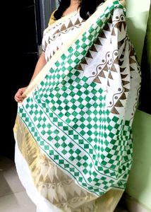 Classy And Beautiful White Printed Cotton Saree