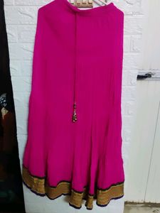 Skirt Pink Golden Lace Ethnic Tassles Brand New Bright Pink