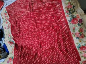 Beautiful Red Saree with Floral Border