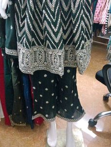 Elegant Dark Green Embroidered Kurta Set