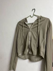 Cropped Zip-Up Hoodie