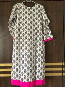 White Floral Print Kurta