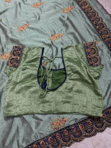 sage green/mint green festive wear saree