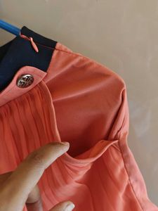 Cute Coral Pleated Skirt
