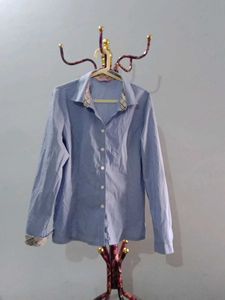 Blue Button-Up Long Sleeve Shirt