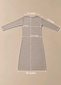 BEIGE MARLED LONG SLEEVE ROUND NECK BODYCON MIDI