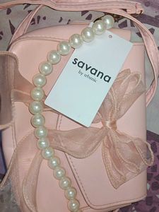 Cute Pink Bow &amp; Pearl Handbag