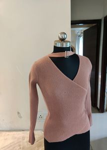 Ribbed Nude Full Sleeves Top