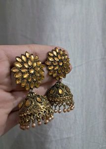 Golden Jhumka Earrings