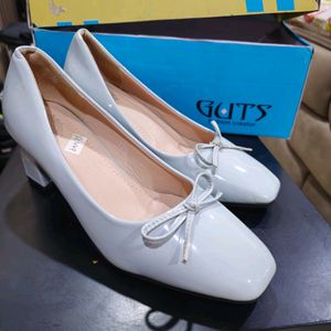 New Chic grey Patent Bow Ballerina Flats