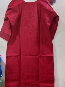 Embroidered Kurti With Dupatta And Churidar Set
