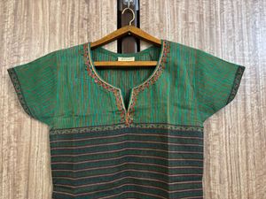 Chanderi Cotton Short Sleeve Kurta (S)