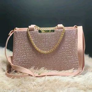 Pink Glitter Chain Handle Bag