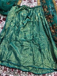 Embroidered green Saree with Golden Border