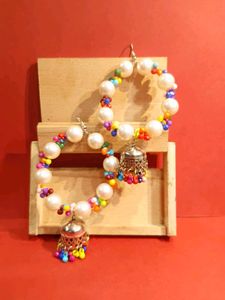 Chunky Pearl &amp; Bead Jhumka Set