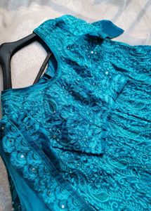 TURQUOIS BLUE HEAVY EMBROIDERED LEHENGA CHOLI SET