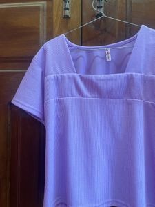 Lavender Square Neck Ribbed Top