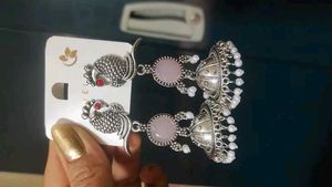 Boho Silver Jhumka Earrings